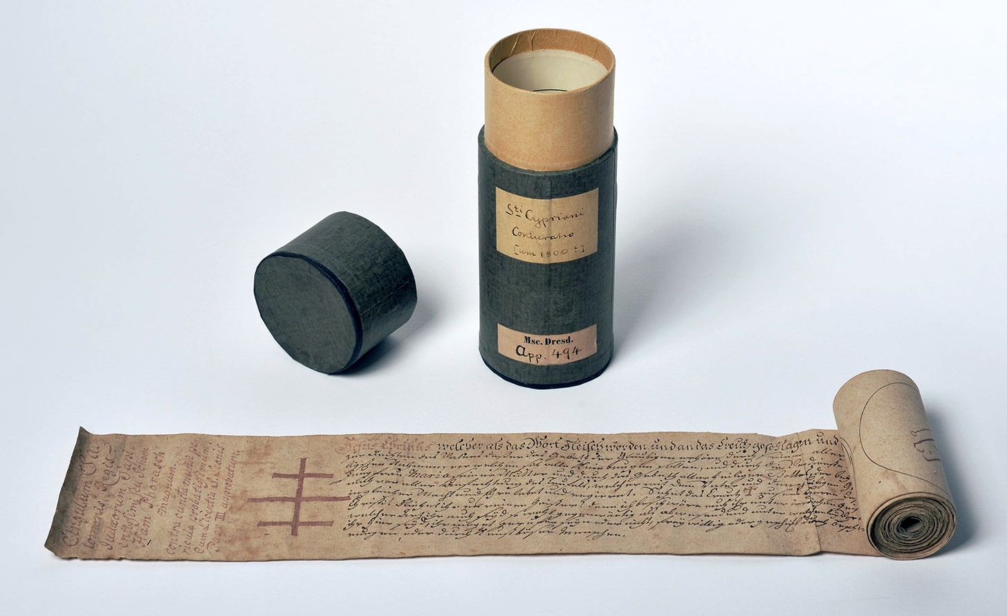 Cingulum Salomonis - Sancti Cypriani Conjuratio sur papier roulé. – Vers 1800. Mscr.Dresd.App.494